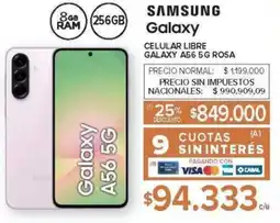 Carrefour Samsung galaxy celular libre galaxy A56 5G rosa oferta