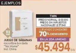 Carrefour Tex home juego de sábanas microfibra bordada oferta