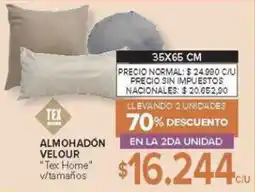 Carrefour Tex home almohadón velour v/tamaños oferta