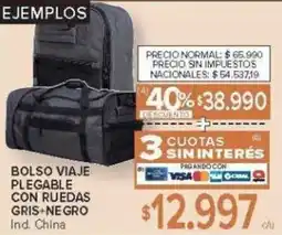 Carrefour Bolso viaje plegable con ruedas gris+negro oferta