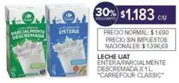 Carrefour Carrefour classic leche uat entera/parcialmente descremada oferta