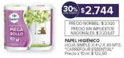 Carrefour Carrefour essential papel higiénico hoja simple oferta