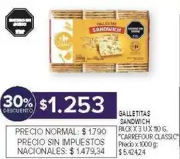 Carrefour Carrefour classic galletitas sandwich oferta