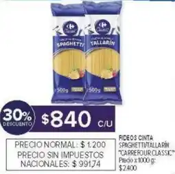Carrefour Carrefour classic fideos cinta spaghetti/tallarin oferta