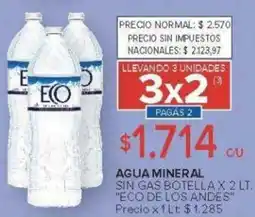 Carrefour Eco de los andes agua mineral sin gas botella oferta