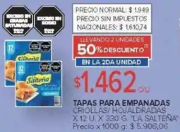 Carrefour La salteña tapas para empanadas criollas/ hojaldradas oferta