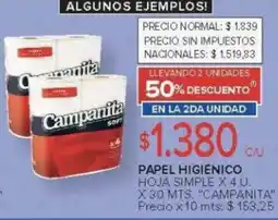Carrefour Campanita papel higienico hoja simple oferta