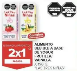 Carrefour Las tres niñas alimento de yogur frutilla vainilla oferta