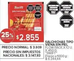 Carrefour Swift salchichas tipo viena sin piel flow pack oferta