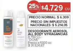 Carrefour Dove desodorante aerosol all body v/fragancias oferta