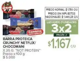 Carrefour Not protein barra proteica crunchy netflix/ chocomani oferta
