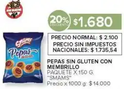 Carrefour Smams pepas sin gluten con membrillo paquete oferta
