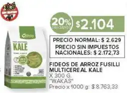 Carrefour Wakas fideos de arroz fusilli multicereal kale oferta