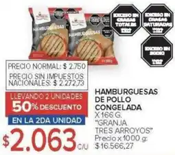 Carrefour Granja tres arroyos hamburguesas de pollo congelada oferta