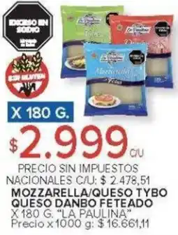Carrefour La paulina mozzarella/queso tybo queso danbo feteado oferta