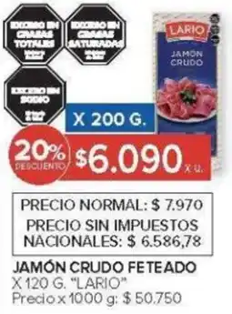 Carrefour Lario jamón crudo feteado oferta