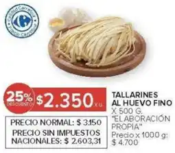 Carrefour Elaboración propia tallarines al huevo fino oferta