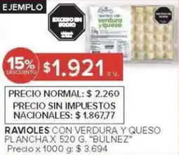 Carrefour Bulnez ravioles con verdura y queso plancha oferta