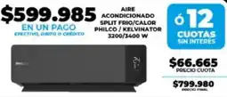 Supermayorista Vital Philco/kelvinator aire acondicionado split frio/calor oferta