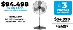 Supermayorista Vital Ventilador de pie liliana 18" - aspas metalicas oferta