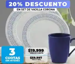 Supermayorista Vital En set de vajilla corona oferta