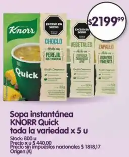 Supermercados Buenos Días Knorr quick sopa instantánea toda la variedad oferta
