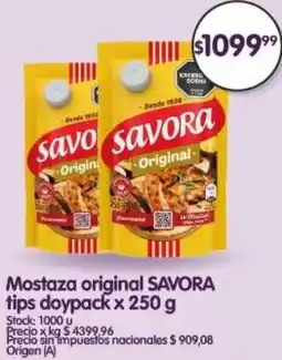 Supermercados Buenos Días Savora mostaza original tips doypack oferta