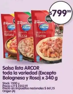 Supermercados Buenos Días Arcor salsa lista toda la variedad oferta