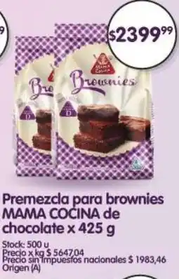 Supermercados Buenos Días Mama cočina premezcla para brownies chocolate oferta