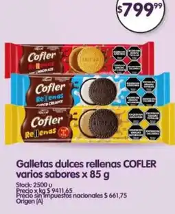 Supermercados Buenos Días Cofler galletas dulces rellenas varios sabores oferta