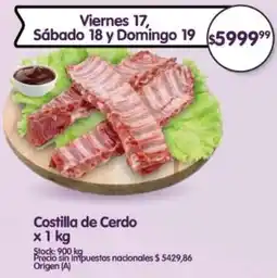 Supermercados Buenos Días Costilla de cerdo oferta