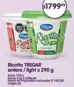 Supermercados Buenos Días Tregar ricotta entera/light oferta