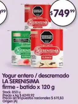Supermercados Buenos Días La serenisima yogur entero/descremado firme-batido oferta