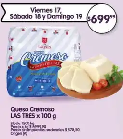 Supermercados Buenos Días Las tres queso cremoso oferta