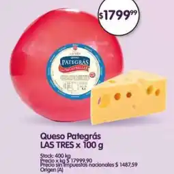 Supermercados Buenos Días Las tres queso pategrás oferta