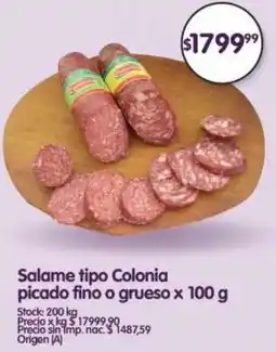 Supermercados Buenos Días Salame tipo Colonia picado fino o grueso oferta