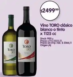 Supermercados Buenos Días Toro vino clásico blanco o tinto oferta
