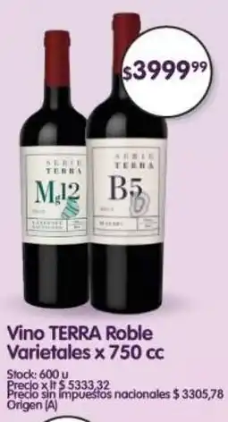 Supermercados Buenos Días Terra vino roble varietales oferta