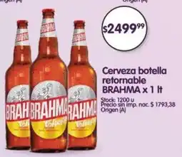 Supermercados Buenos Días Brahma cerveza botella retornable oferta