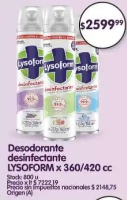 Supermercados Buenos Días Lysoform desodorante desinfectante oferta