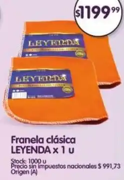 Supermercados Buenos Días Leyenda franela clásica oferta