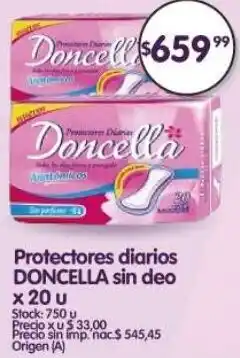 Supermercados Buenos Días Doncella protectores diarios sin deo oferta