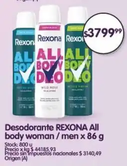 Supermercados Buenos Días Rexona desodorante aii body woman/men oferta
