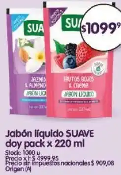 Supermercados Buenos Días Suave jabón líquido doy pack oferta