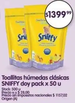 Supermercados Buenos Días Sniffy toallitas húmedas clásicas doy pack oferta