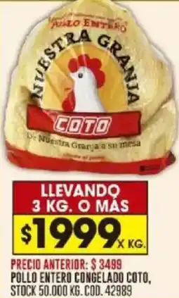 Coto Coto pollo entero congelado oferta