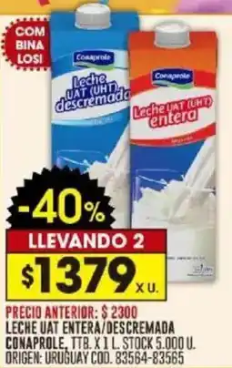 Coto Leche uat entera/descremada conaprole oferta