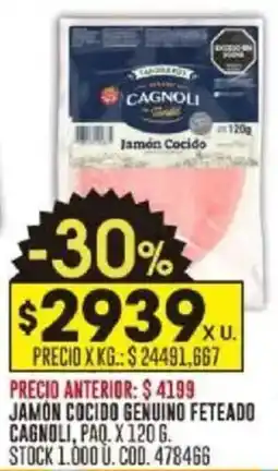 Coto Jamón cocido genuino feteado cagnoli oferta