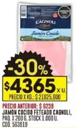 Coto Jamón cocido feteado cagnoli oferta
