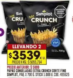 Coto Simplot papas congeladas extra crunch corte fino oferta